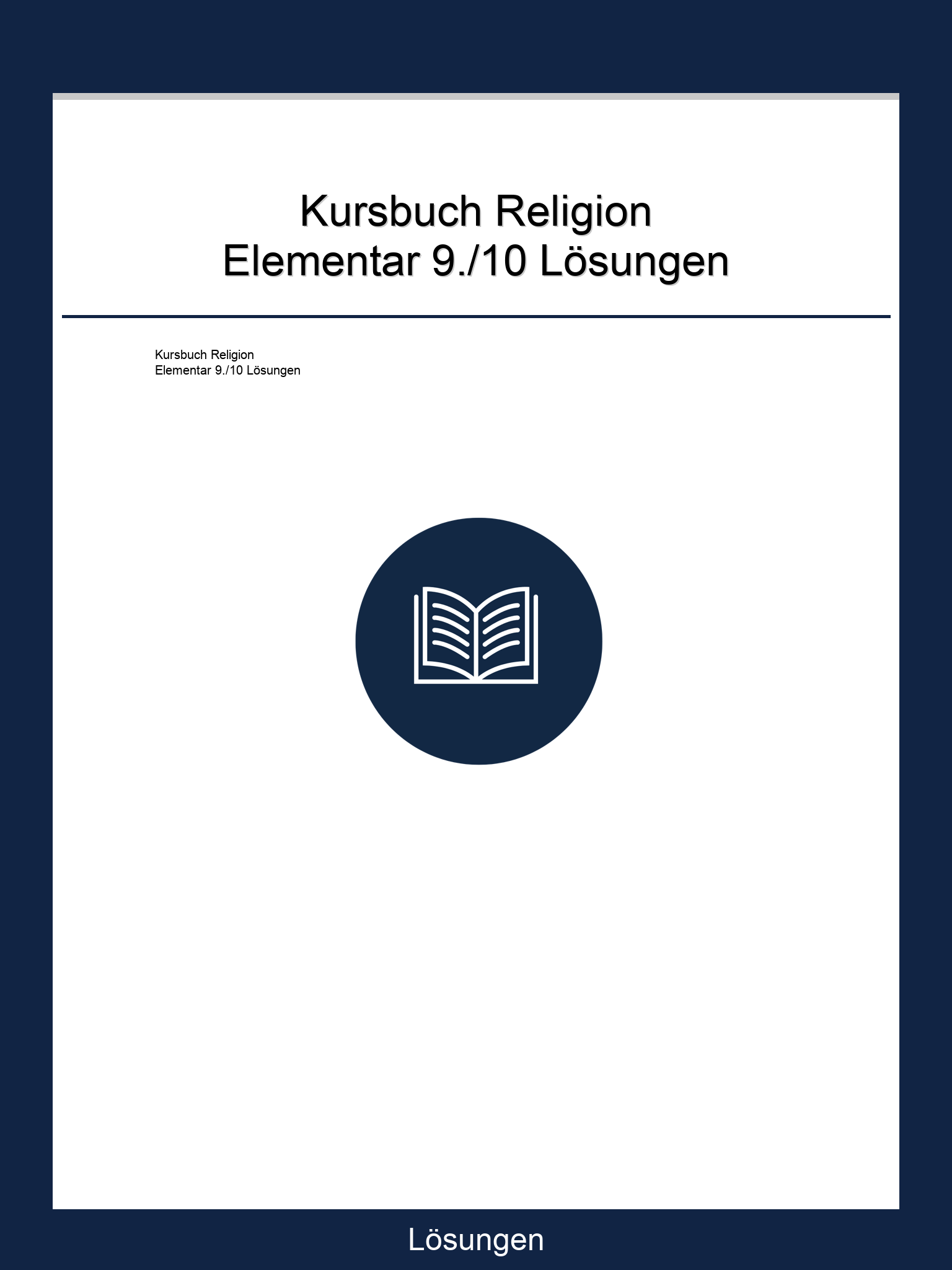 Kursbuch Religion Elementar 9./10 Lösungen PDF